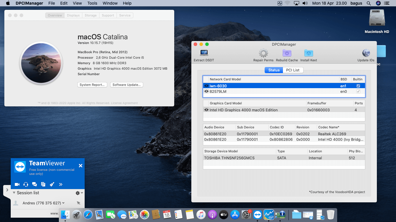 Success Hackintosh macOS Catalina 10.15.7 Build 19H15 in Toshiba Portege Z930